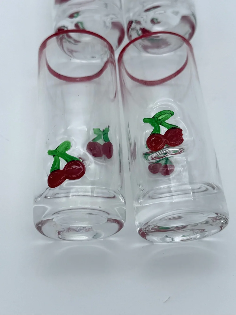 4 Pc Red Cherry Icon Shot Glasses Anthropologie Coquette Retro 1950’s Style